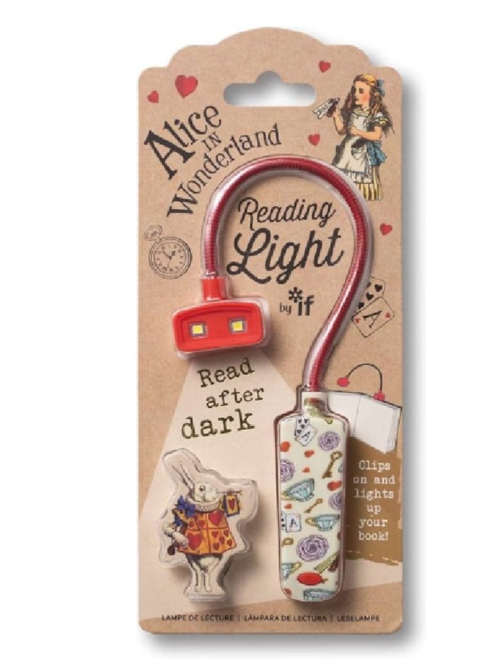 Alice in Wonderland Red Flexible Reading Light, NWT 🫖 ♥️ 🃏 🐇 - Picture 6 of 7